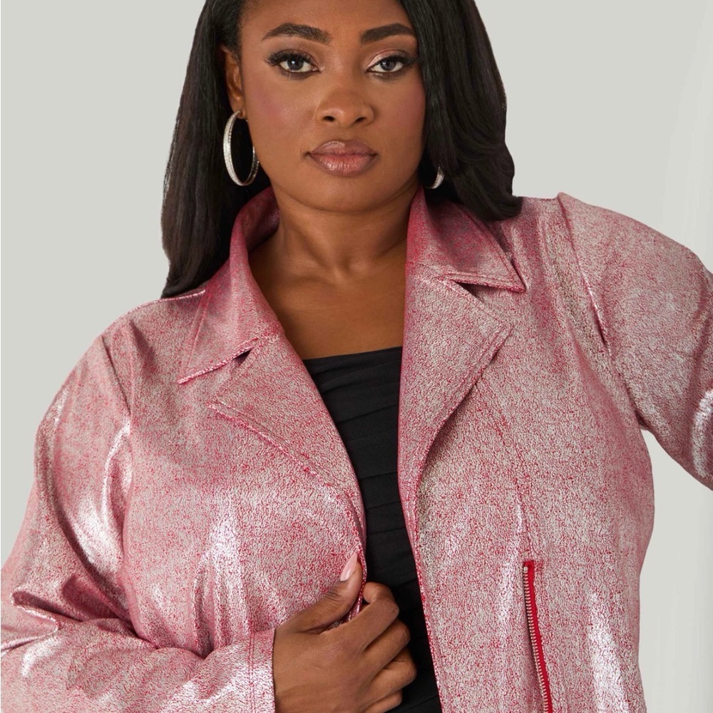 NWT Ashley Stewart Metallic Moto Jacket